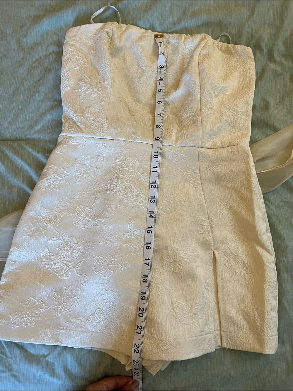 Lulu's Strapless Ivory Jacquard Mini Dress with Shorts - Picture 10 of 11